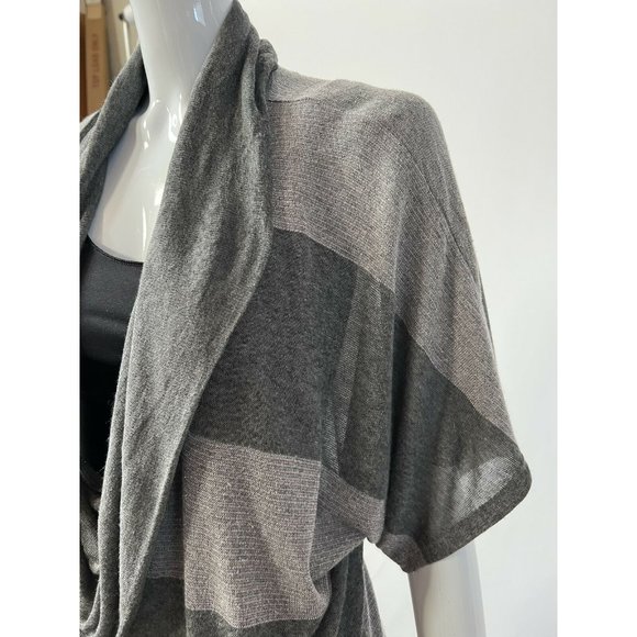 Splendid Womens Tunic Sweater Gray Stripe Short Sleeve Drape Neck Tight Knit M - Picture 12 of 12